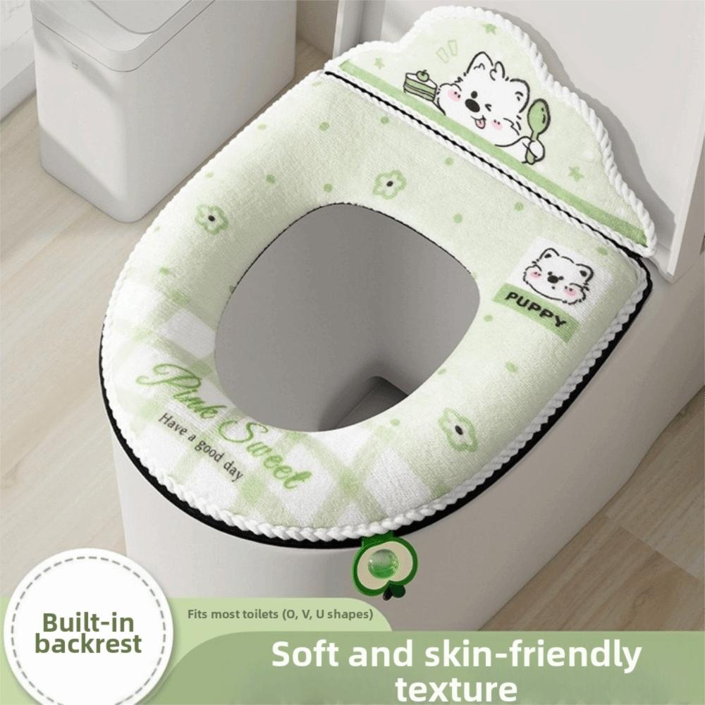 Zippered Plush Toilet Cushion With Backrest Toilet Seat Mat Toilet Seat Pad Winter Use