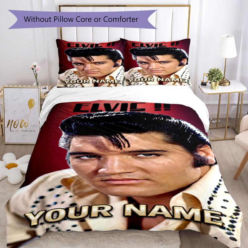 Elvis Presley Customize Text Bed CoverBed Perfect for Study room Breathable Duvet Cover Home Decor Gift for Festivals