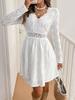 Elegante Vestido Mini de Encaje Patchwork para Mujer con Volantes y Borde de Conchas