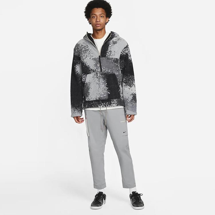 Nike Sport Essentials Printed Tie-Dye Sherpa Hooded Jacket Men Outerwear Moon-Fossil-Grey DD5010-010
