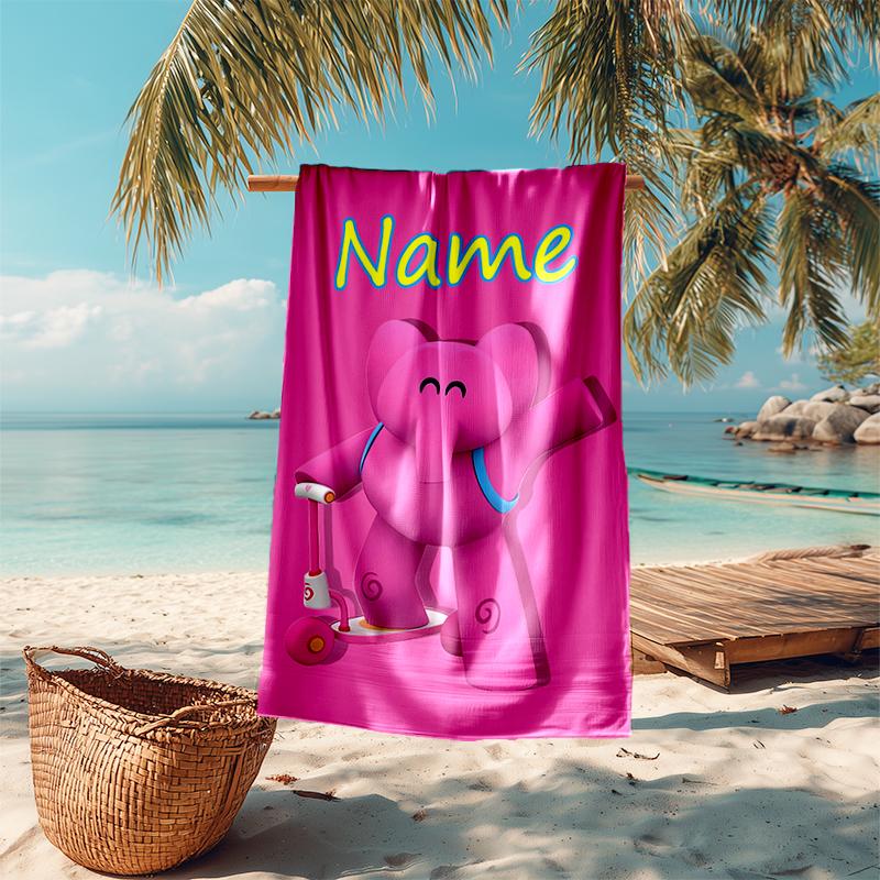 Personalized customized proof beach towel with Pocoyo pattern - soft, absorbent,quick-drying,perfect swimming,camping&bathing