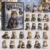 Advent Calendar for Girls Christmas Cat Calendar, 24 Day Countdown with Cute Ornaments, Gifts Children 2D Acrylic Kitty Holiday Decorations,