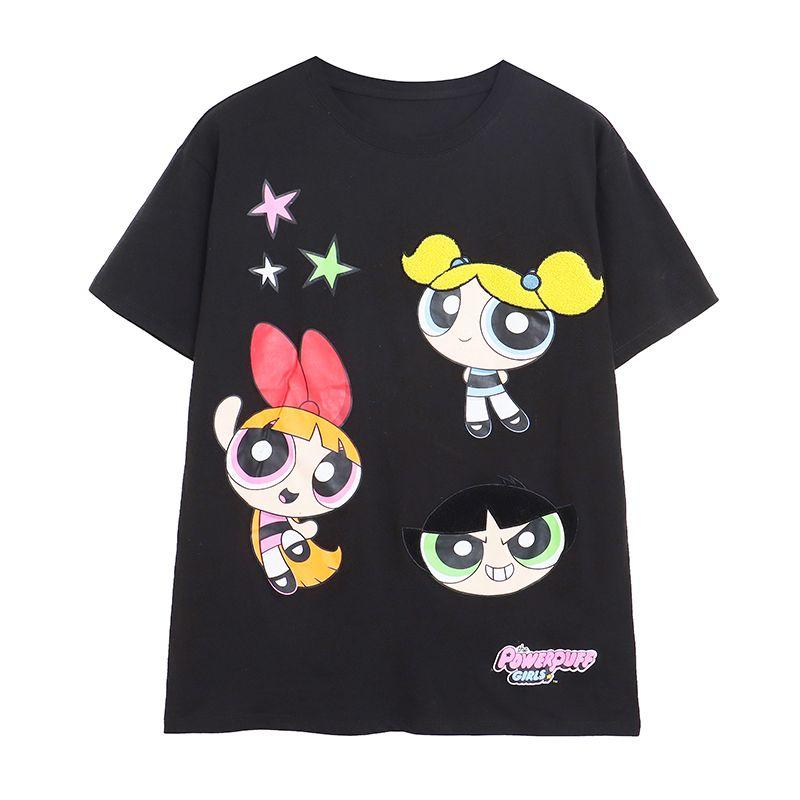 

Export Cartoon Anime Print Anti-Aging Casual Short-Sleeved T-shirt Slim Looking Loose Large Version Cute Summer Tops Image color L
