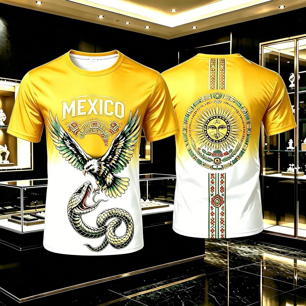 Mexico Aztec Parent-child OutfitKids T-shirts Style Summer Fashion Print Casual Women Short Sleeve Men's Sports Tee Shirt