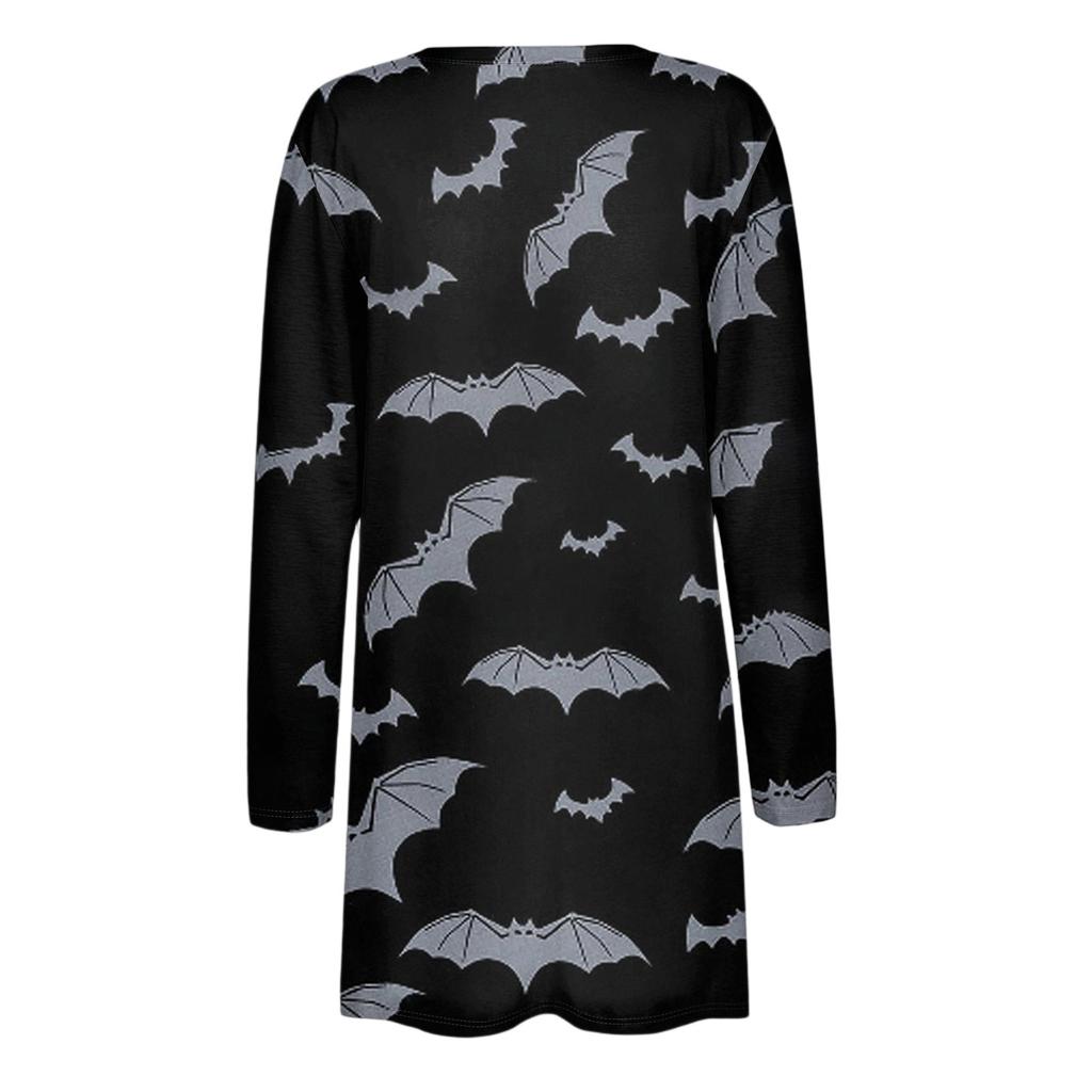Women's Fashion Casual Comfortable Halloween Printed Mid-Length Cardigan With Pockets Jacket