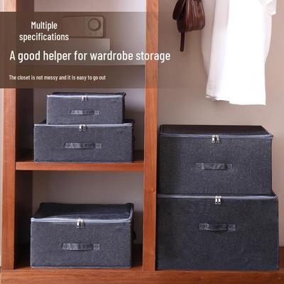 Foldable Garment Storage Box with Washable Fabric and Lockable Lid
