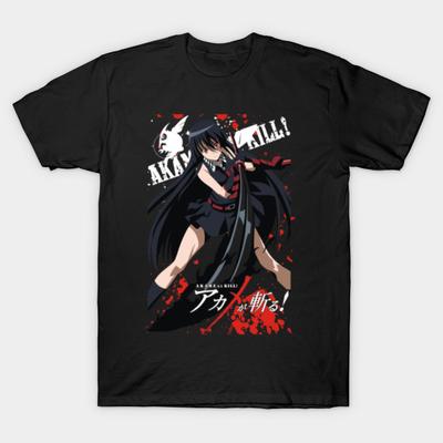 Herren Schwarzes Print T-Shirt Super Groß T-Shirt akame ga kill akame No-Cut Transferpapier Druck Baumwoll-T-Shirt