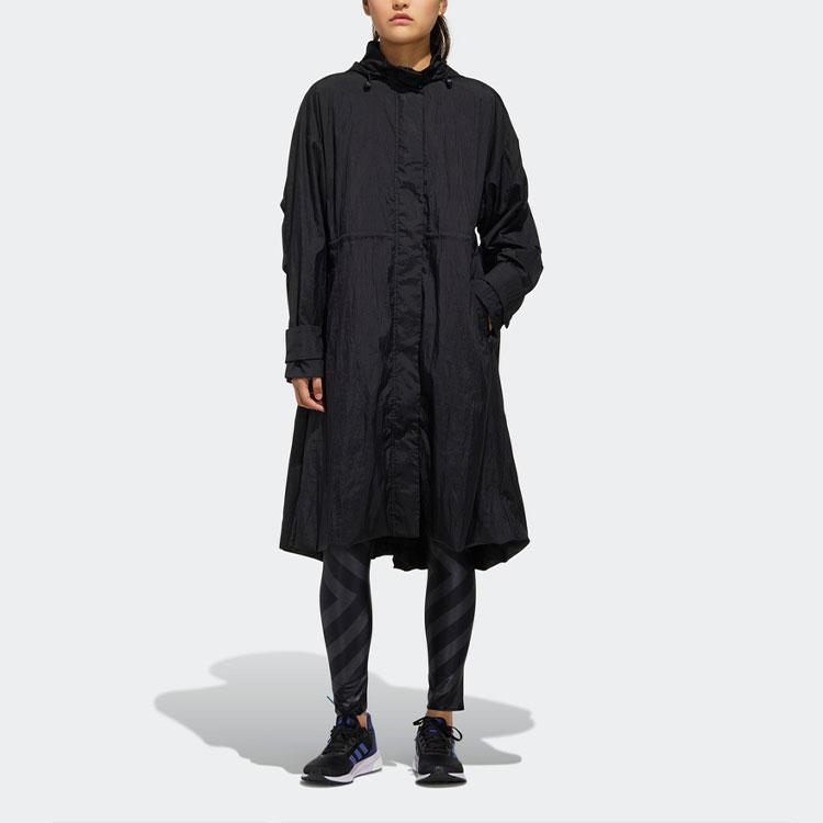 adidas Women's Black Long Hooded Windproof Jacket FM5184