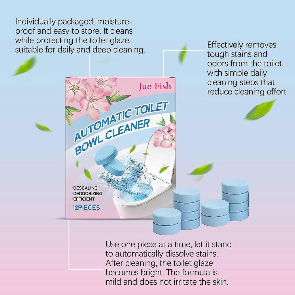 12pcs Household Toilet Cleaning Tablets - Reduces Dirt Buildup, Unblocks Drains, and Improves Glaze Finish for Daily Care