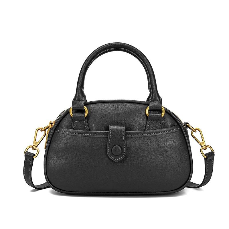 

Сумка из коровьей кожи женская сумка-мессенджер новая ретро-сумка нишевый дизайн для通勤 сумка через плечо под мышку чёрный