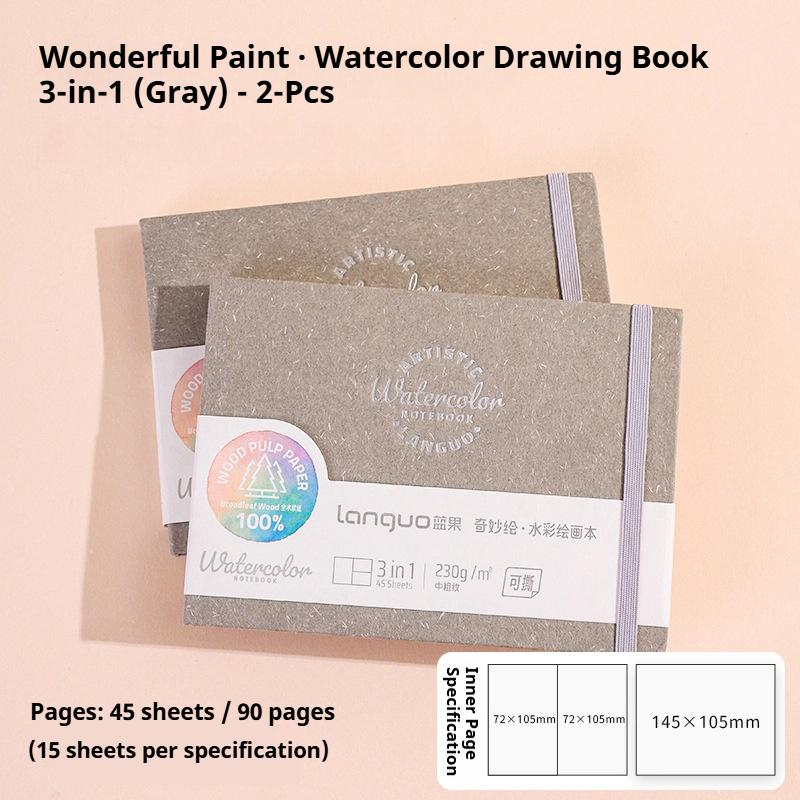 Languo Watercolor Drawing Book Thick Paper GSM 230/300g Watercolor Book Tearable Paint Book Portable Inspiration Record Notebook