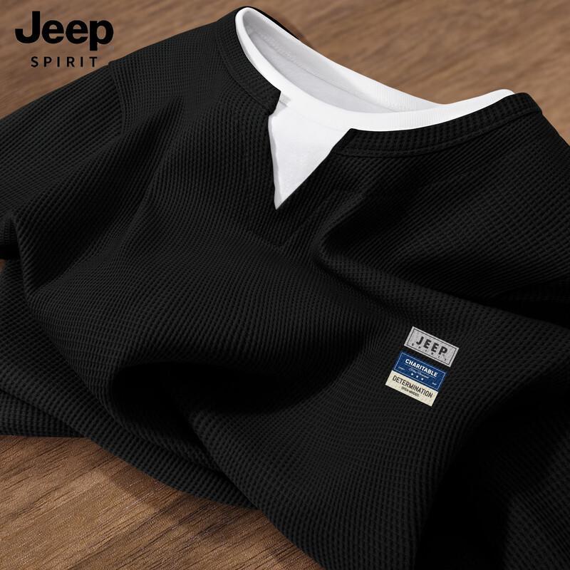 

JEEP SPIRIT Men s Waffle Faux Two-Piece Long-Sleeve T-Shirt L