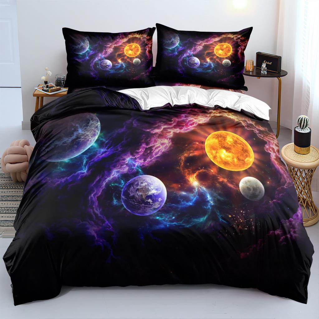 Colorful Cosmic Nebulae Planet 3D Printed Bedding Set Cozy Soft Duvet Cover King Queen Twin Size Birthday Gift Bedroom Decor