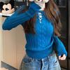 Autumn Winter Loose Casual Solid Color Hollow Out Sweater Women Round Neck Bottomed Knitting Pullover Top