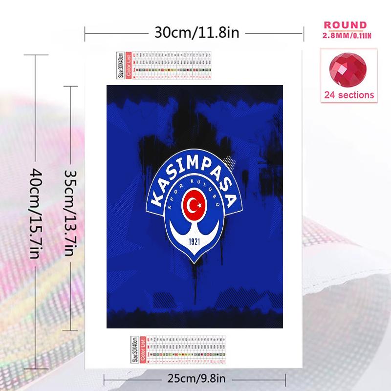 Kasimpasa Sports Club 100% Round Full Drill 5D DIY Diamond Painting Embroidery Cross Stitch Rhinestone Decor