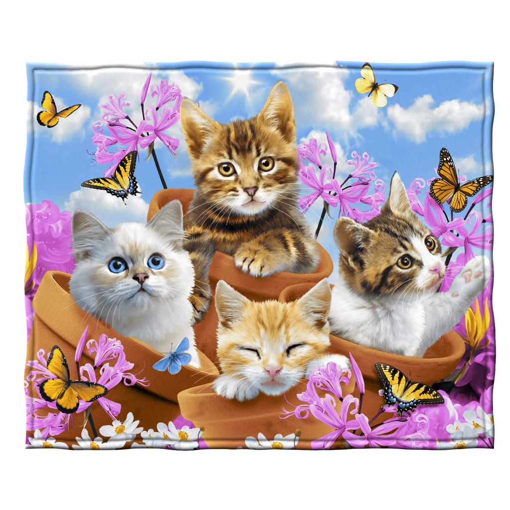 Süße Katzen-Decke für Mädchen Frauen, Leichte Weiche Fleece-Flanell-Kuscheldecke für Katzenliebhaber Sofa Couch Wohnzimmer 50x40 Zoll