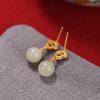 Tichiya High-End 925 Sterling Silver Earrings: Chinese Style Design with Natural White Jade