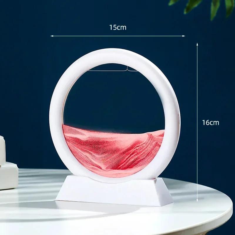 3D Ruchomy Obraz Sztuki Piasku Okrągły Szkło Głębinowy Krajobraz Piasku Klepsydra Ruchomy Piasek Rzemiosło Płynący Obraz Biuro Wystrój Domu Prezent