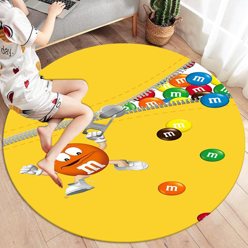 M&M's Round Area Rug,Carpet Rug for Living Room Bedroom Sofa Playroom Decor,Non-slip Floor Mat
