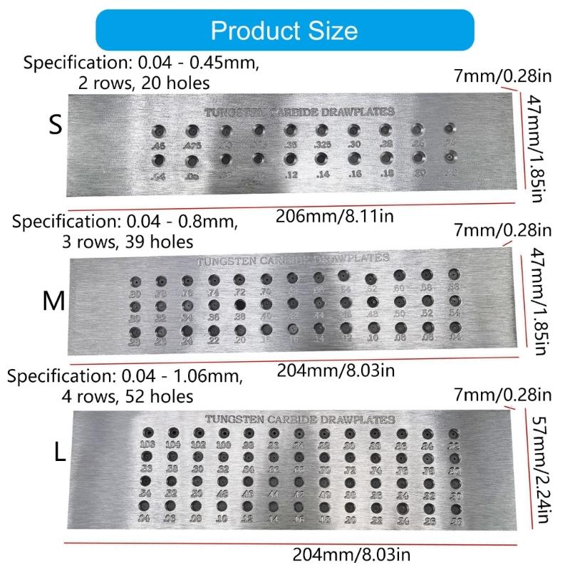 Carbide Wire Drawplate 52 Hole Round Shape 0.04-0.45mm/0.04-0.8mm/0.04-1.6mm Jeweller Draw Plate Crafting Replacement