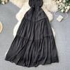 Sexy Backless Sling Skirts High Sense Vacation Wear Waist Hugging Slimming Mopping Floor Long dress Seaside Beach dress