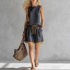 2026 European & American Sleeveless Color Block Wide-Leg Pantsuit - Summer Casual Fashion Two-Piece Set for Women
