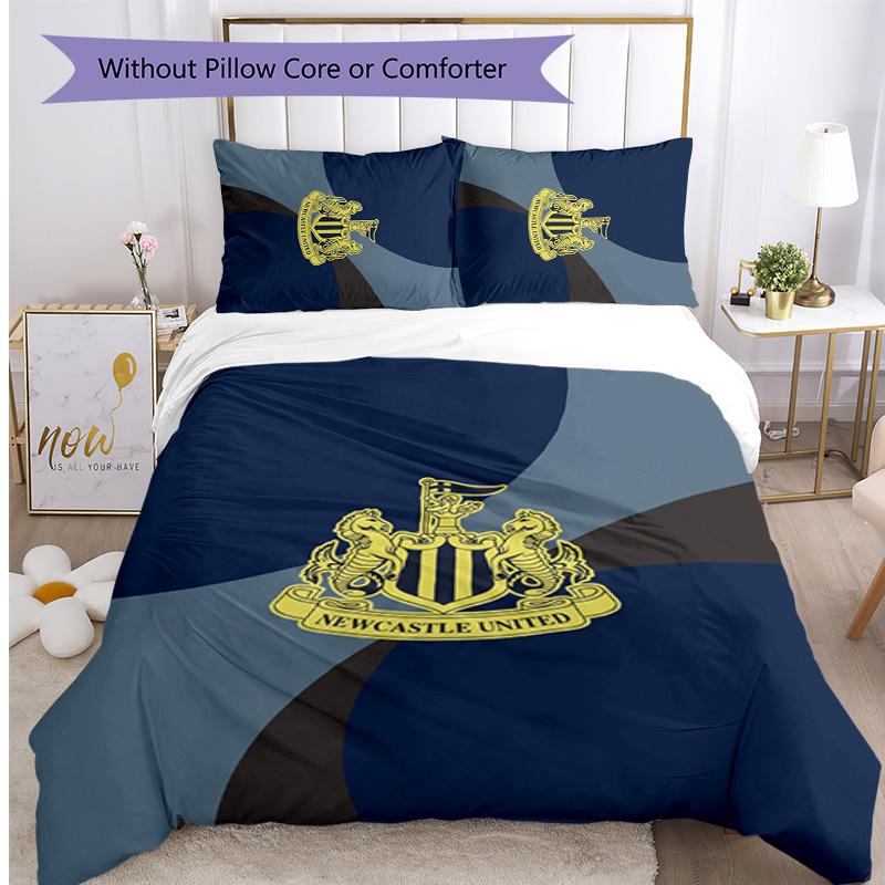 Newcastle United Football Printed 3 Pieces Bedding Set, Comfortable Skin Friendly Bedroom Duvet Cover Set