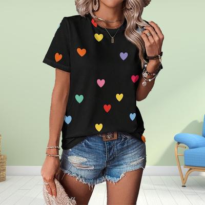 Fashion Women Colorful Love T Shirt Funny Casual O-neck Short Sleeves T-shirt Summer Female Tee Shirt