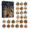 Interactive Holiday Countdown Christmas Advent Calendar, 24 Day Box with Tabletop Decor 2D Acrylic Round Ornaments, Festive Tree Hanging Decorative