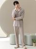 Couple's All-Cotton Long Sleeve Pajamas - Solid Color Cardigan Homewear for Men and Women, Ideal for Autumn and Winter.