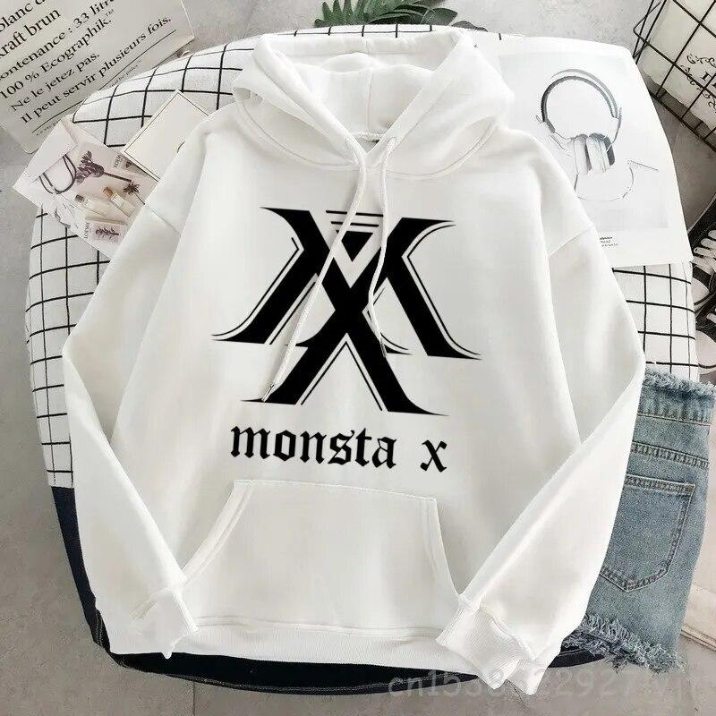 Hipster svetr Monsta X oversized módní mikina s kapucí Harajuku mikina podzimní oblečení ženy mikiny s dlouhým rukávem streetwear unisex mikina