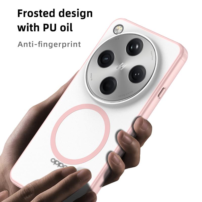 For Oppo Find X9 Ultra Case Magnetic Frosted Semi-transparent Baby Skin Raised Camera Lens Lips Hybrid Soft Cover