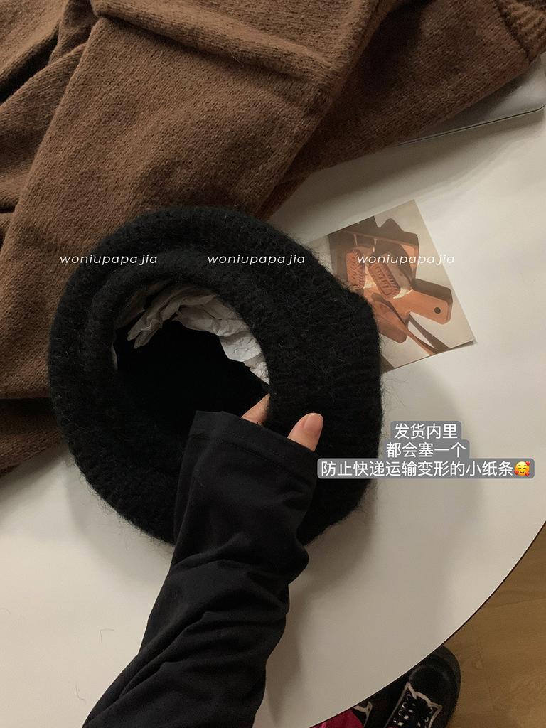 Knit Mohair Stylish Beret Hat For Women Warm And Fuzzy Painter Cap In Multiple Colors