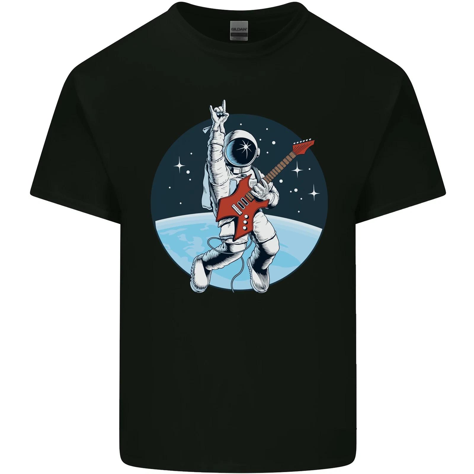 Space Rock Funny Astronaut Guitar Guitarist Kids T-Shirt Childrens S