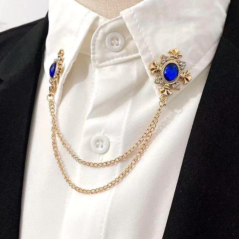 Luxe Honderd Torens Kraagketting Pak Overhemd Accessoires Kruis Strass Broche