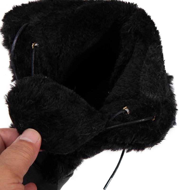 Fashion 2025 Autumn Winter Fur Women Ankle Boots Quality Solid Lace-up Ladies Shoes Fashion Square High Heels Boats Botines Mujer 33