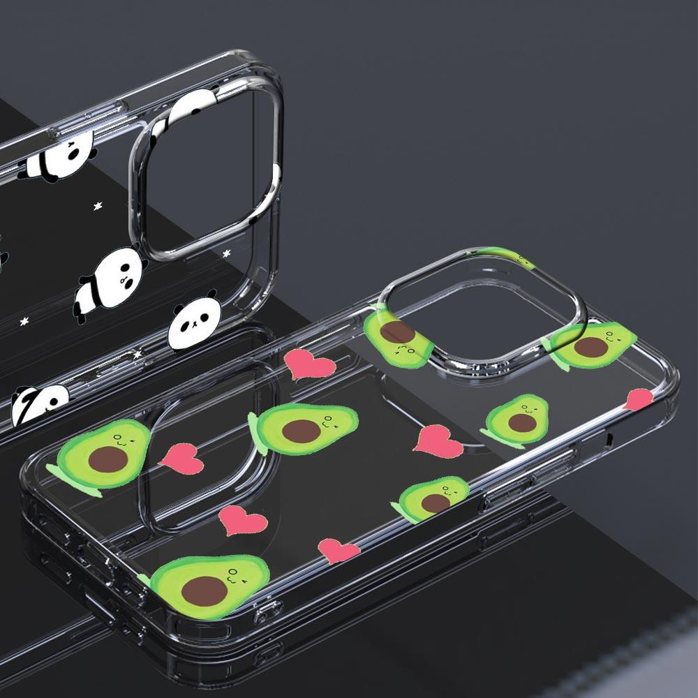 Phone Case For iPhone 15 16 14 13 11 12 Pro Max X XR XS 7 8 Plus SE Transparent Soft Cover Fundas Cartoon Cute Pig Panda Avocado