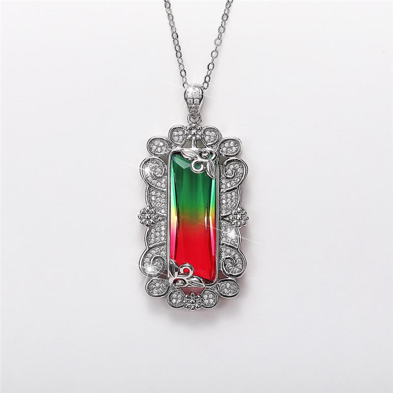 Neue Pflanze Wicklung Quadratische Zirkonia Halskette für Frauen Voll Bling Iced Out Hochzeit Zubehör Wunderschöne Schmuck