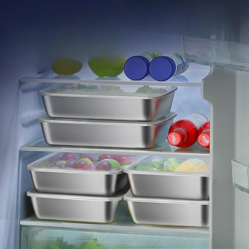 304 Nerezová ocel Prohloubená Bento Balicí Krabička, Vzduchotěsná Konzervační Krabička, Zesílená Pikniková Krabička na Oběd s Víkem, Izolovaná Krabička na Oběd