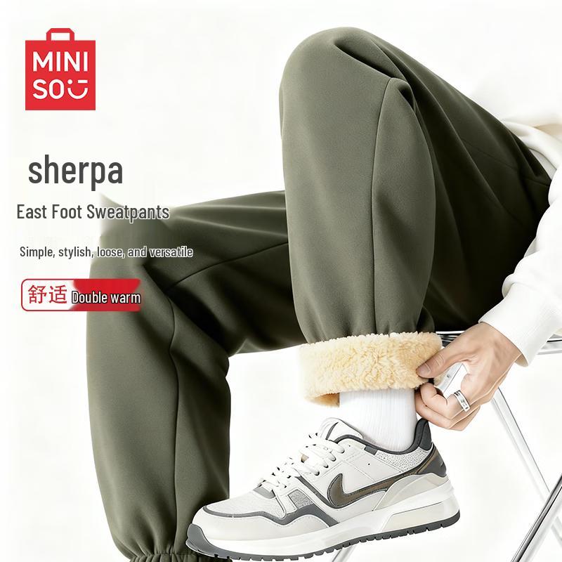 

MINISO Men s Winter Lamb Fleece Jogger Sweatpants L