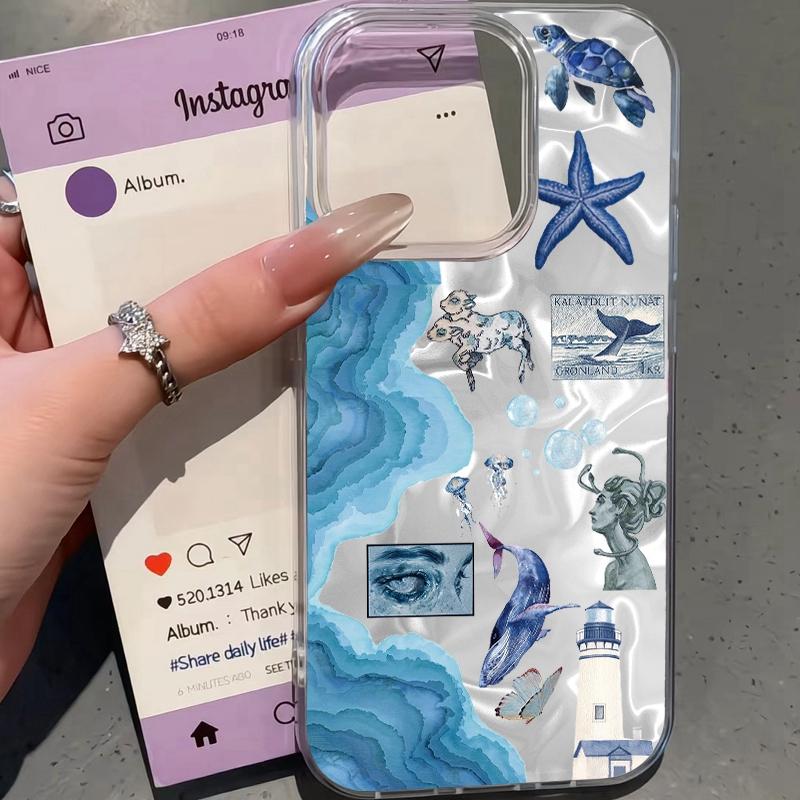 Retro Sun Marine Floral Eyes Girls Women Phone Case For Apple iphone 16 15 14 13 Pro Max 16e 12 11 7 8 Plus XR SE Fundas Cover