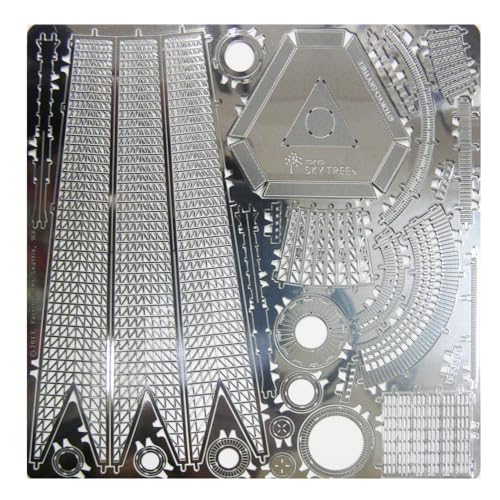 Tenyo Metallic Nano Puzzle Culture, Science, and Building Series Tokyo Skytree(R) T-MB-002 Stainless Steel Material, No Adhesive Required, 0.2mm