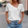 QICED Women's Fashion Casual Solid Color Print Short Sleeve Blouses & Shirts