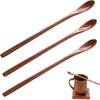 3 Pcs Ice Tea Stirring Spoon Long Handle Wood Spoons for Kitchen Mixing Cooking Drinking Milk Coffee Soup Desserts and Tea