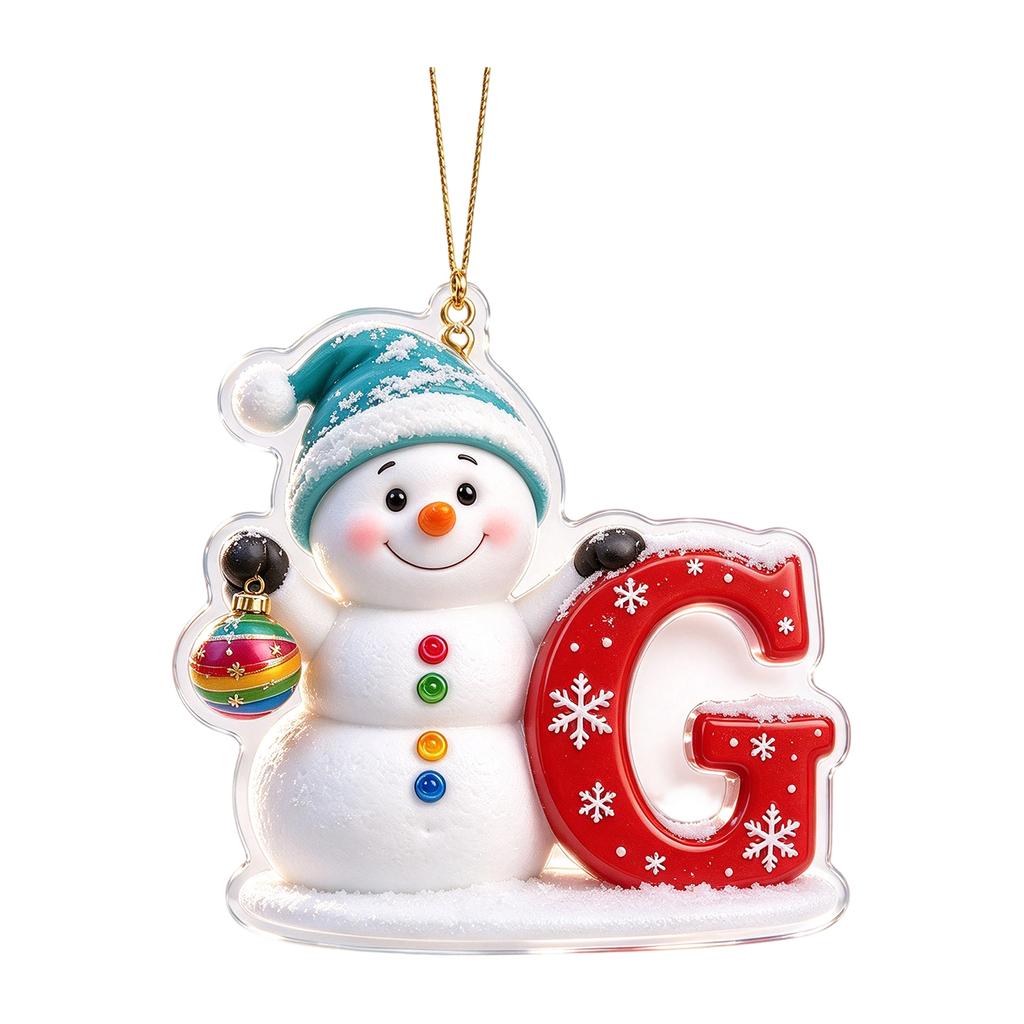Christmas Snowman Letter 2D Acrylic Hanging Ornament for Holiday Tree Decor