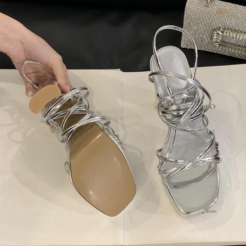 Mode 15cm Ultra High Heels Mode Plateau Wedges Damen Gladiator Sandalen Sexy Schmaler Riemen Knöchelriemen Nachtclub Party Klobige Schuhe