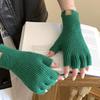 Knitted Wool Woman Winter Gloves Fashion Thicken Half-finger Half Finger Gloves Korean Style Glove Bracers Winter Warm