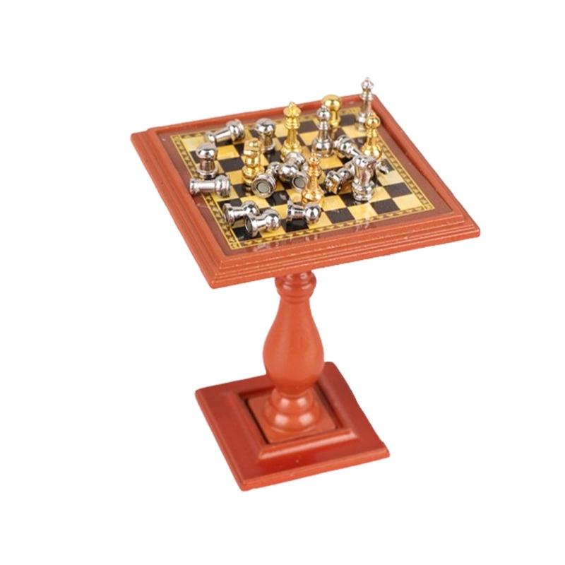 

Miniature Wooden Chess Board For Doll house Accessories Magnetic Detachable Chess Pieces 1 12 Scale Perfect Gift Ideas 1