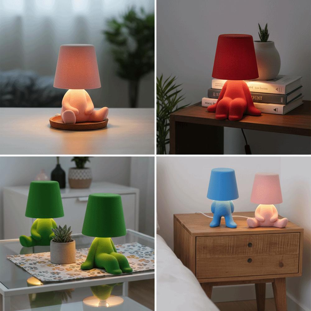 Touch Control Table Lamp Colorful Design Flocking Texture Bedside Lamp Mini Size Creative Shape Desk Light Gift Giving