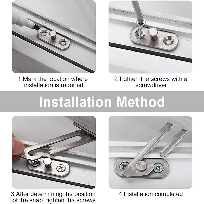 2 Pcs Window Restrictors Locks Stainless Steel Window Lock with Screws Window Restrictor Hook Right Handed and Left Handed